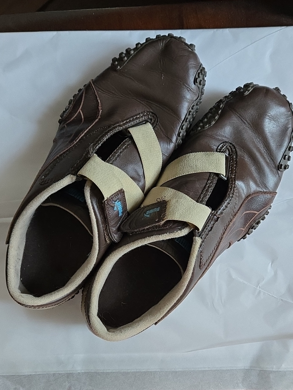 Puma Vintage Mostro Brown Leather Slip-On Sneakers, Size 10 (EU 41)